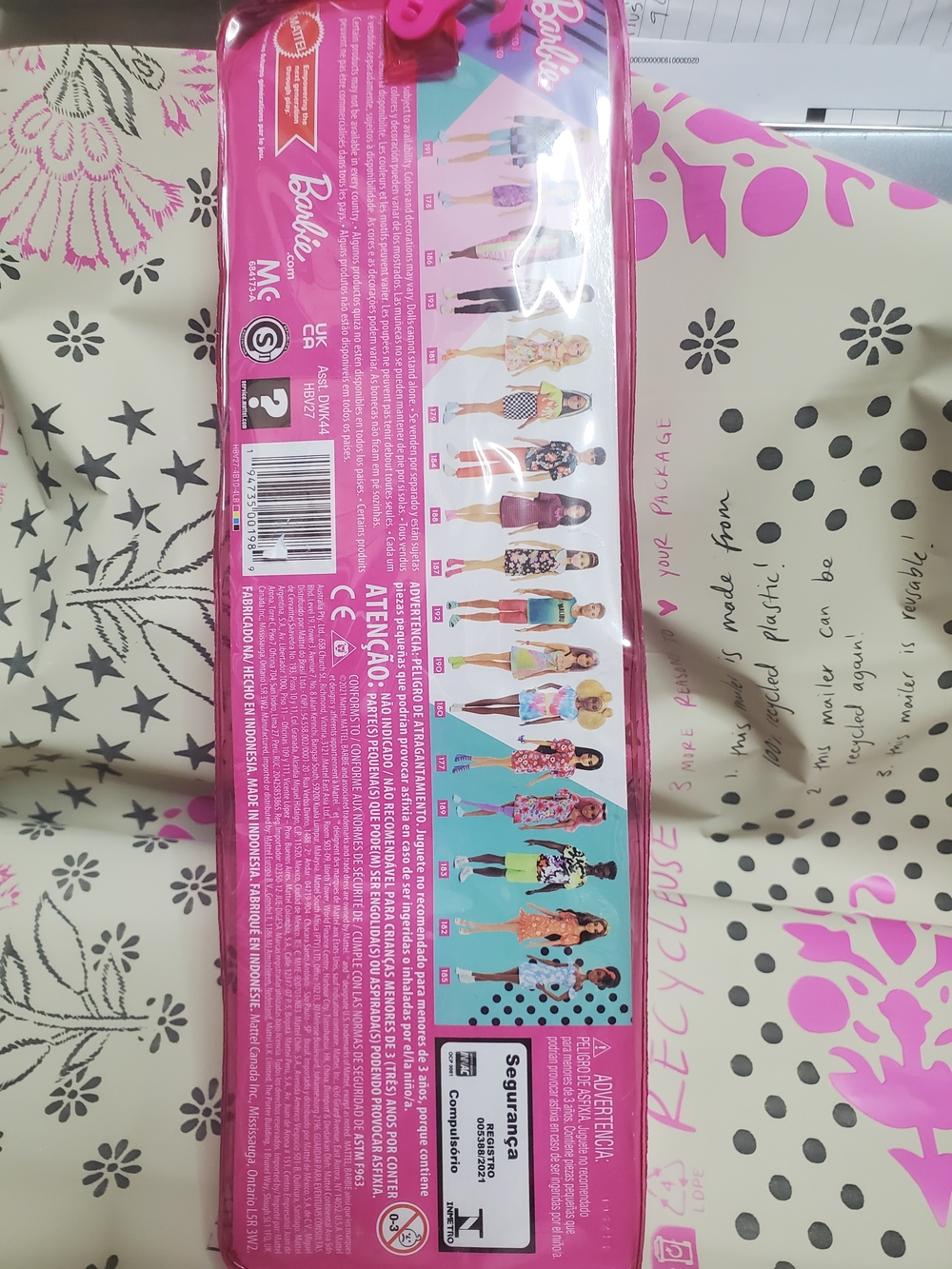 Barbie Fashion Doll #193 in Pink Graphic Top and Black Pants - Picture 7 of 7